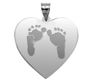 Custom Footprint Heart Charm or Pendant