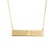 Custom Fingerprint Horizontal Bar Necklace