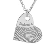 Custom Fingerprint Dangle Heart Charm or Pendant with Reverse Photo Option