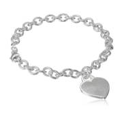 Sterling Silver Custom Fingerprint Heart Bracelet