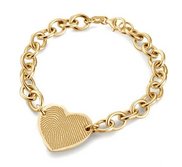 14k Yellow Gold Custom Fingerprint Heart Bracelet