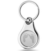 Stainless Steel Custom Footprint Heart Keychain