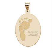 Custom Footprint Oval Charm or Pendant with Text