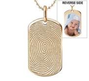 Custom Fingerprint Dog Tag Charm or Pendant with Reverse Photo Option