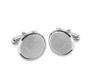 Sterling Silver Custom Fingerprint Round Cufflinks