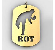 Personalized Baseball Pitcher Name Dog Tag Cut Out Pendant