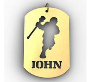 Personalized Male Lacrosse Player Name Dog Tag Cut Out Pendant