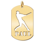 Personalized Baseball Slugger Name Dog Tag Cut Out Pendant