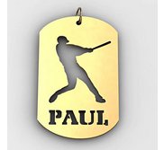 Personalized Softball Slugger Name Dog Tag Cut Out Pendant