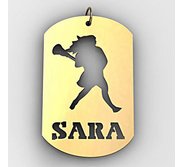 Personalized Female Lacrosse Player Name Dog Tag Cut Out Pendant