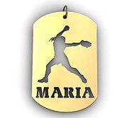 Personalized Female Softball Player Name Dog Tag Cut Out Pendant