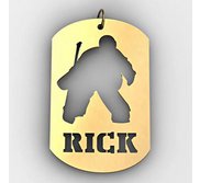 Personalized Hockey Goalie Name Dog Tag Cut Out Pendant