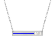 Personalized Horizontal Thin Blue Line Police Necklace with 18  Chain