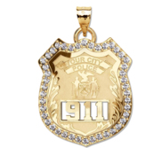 Personalized Police Badge with Your Number   Department With Diamonds