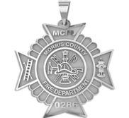 Maltese Cross Firefighter Badge with Your Number   Department