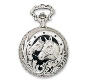 Charles Hubert Photo Chrome Tone Horse Pocket Watch