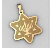  Star of David  w  Menorah Pendant