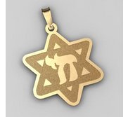  Star of David  w  Chai Symbol Pendant