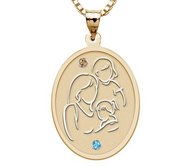 Mother with Two Daughters   Oval Pendant with Birthstones