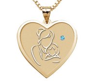 Mother and Daughter   Heart Pendant with Birthstone