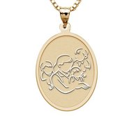 Mother with Three Sons   Oval Pendant