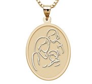 Mother with Two Daughters   Oval Pendant