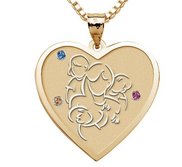 Mother with Daughter and Two Sons   Heart Pendant