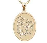 Mother with Daughter and Two Sons   Oval Pendant