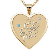 Mother with Two Sons   Heart Pendant with Birthstones