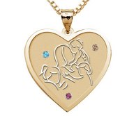 Mother with Three Daughters   Heart Pendant with Birthstones