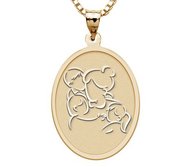 Mother with Son and Two Daughters   Oval Pendant