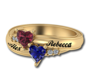 2 Heart Shaped Birthstone Mother s Personalized Ring