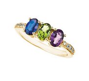 Mother s Ring with Three Birthstones and Diamonds