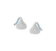 Sterling Silver Hershey s Kiss Flat Back w  CZ Stud Earrings