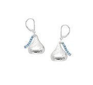 Sterling Silver Hershey s Kiss Flat Back Leverback Earrings