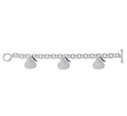 Sterling Silver Hershey s Kiss Bracelet w  3 CZ Flat Kiss Charms