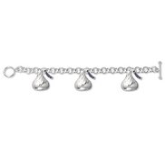 Sterling Silver Hershey s Kiss Bracelet w  Three 3D Kiss Charms