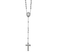 Sterling Silver Polished Rosary Necklace  with Miraculous Medal