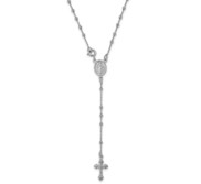 Sterling Silver Rhodium Plated Polished Beaded Rosary