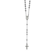 Sterling Silver Polished Rosary Necklace  with Miraculous Medal