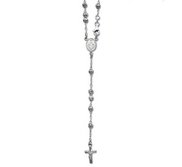 Sterling Silver Polished Rosary Necklace  with Miraculous Medal