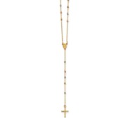 14k Tri Color Polished Miraculous 24 inch Rosary