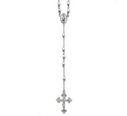 Sterling Silver Polished Rosary Necklace  with Miraculous Medal