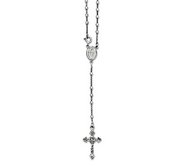 Sterling Silver Polished Rosary Necklace  with Miraculous Medal