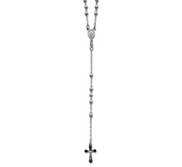 Sterling Silver Polished Rosary Necklace  with Miraculous Medal