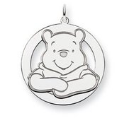 Sterling Silver Disney Winnie the Pooh Large Two Layer Round Charm