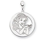 Sterling Silver Snow White Lobster Clasp Round Charm