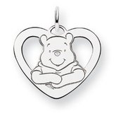 Sterling Silver Disney Winnie the Pooh Medium Heart Charm