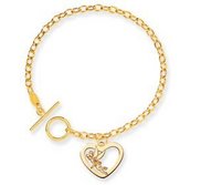 14K Yellow Gold Disney 7 5inch Tinker Bell Heart Charm Bracelet