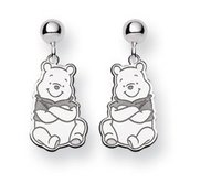 Sterling Silver Disney Winnie the Pooh Post Dangle Earrings